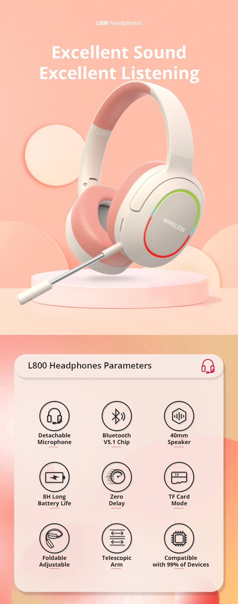 Deepbass Bluetooth 5.3 Headphones — Gaming & Music